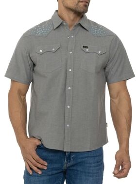 Howler Bros Shirt Mens M Crosscut Deluxe Pearl Snap Rising Sun Western Aztec